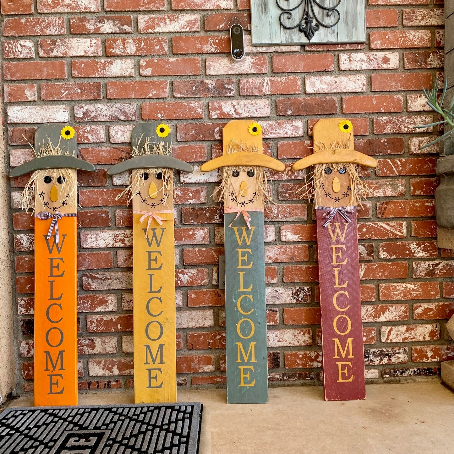 Fall Scarecrow Porch Sign Fall Welcome Sign