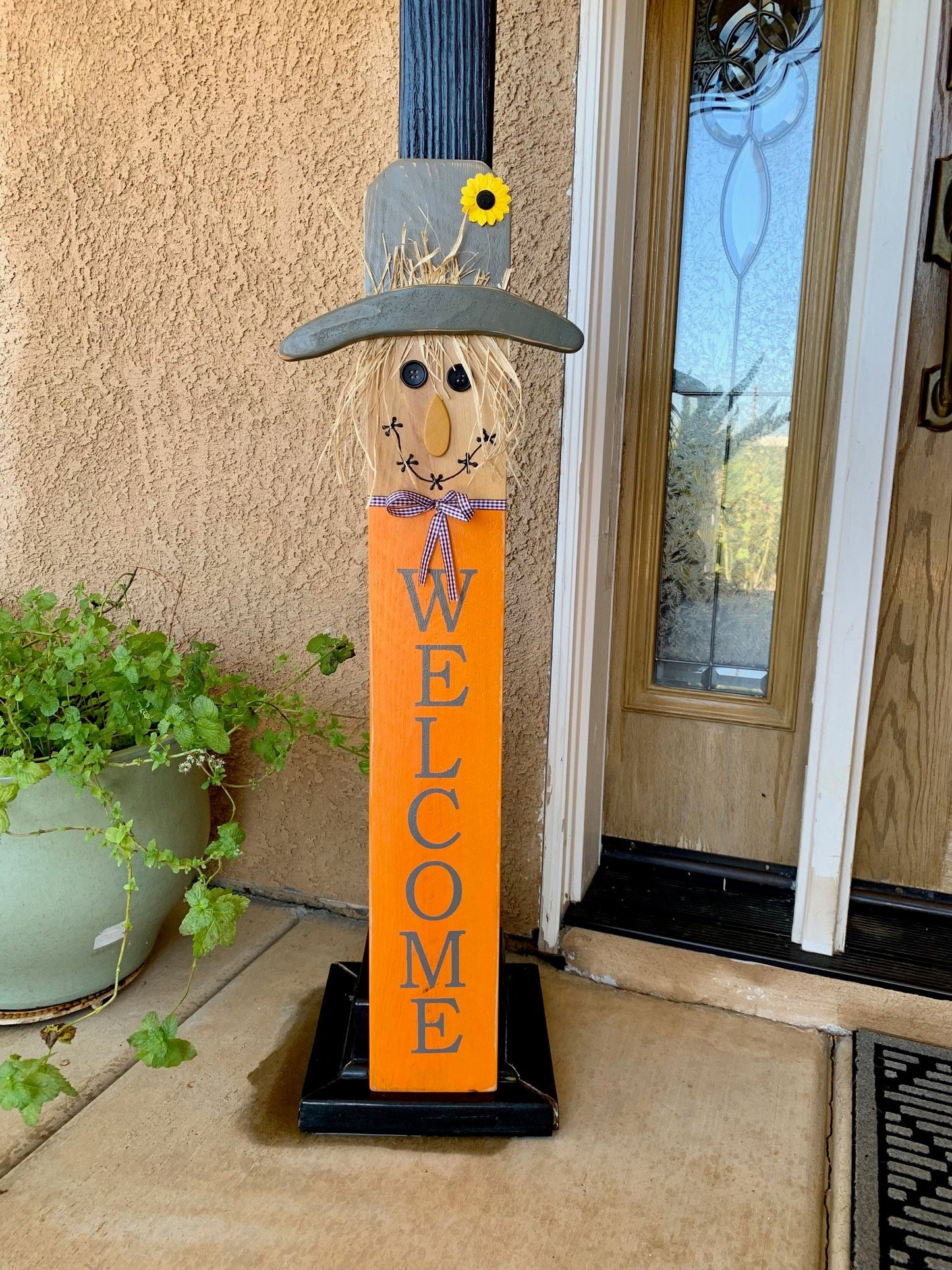 Fall Scarecrow Porch Sign Fall Welcome Sign