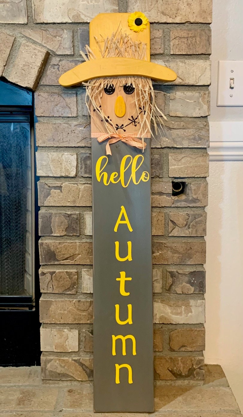 Fall Scarecrow Porch Sign Fall Welcome Sign