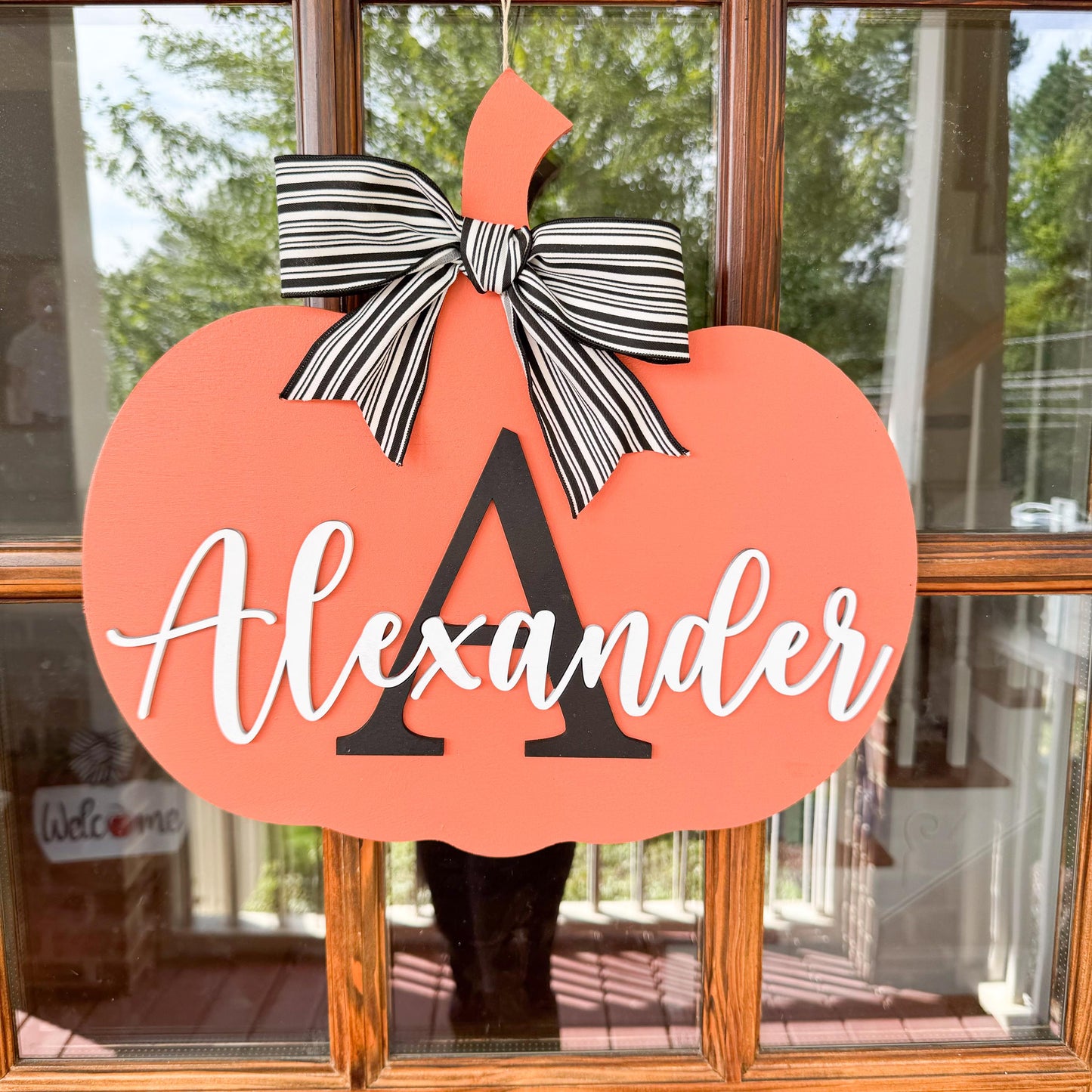 Pumpkin Door Hanger - Welcome Fall Wreath