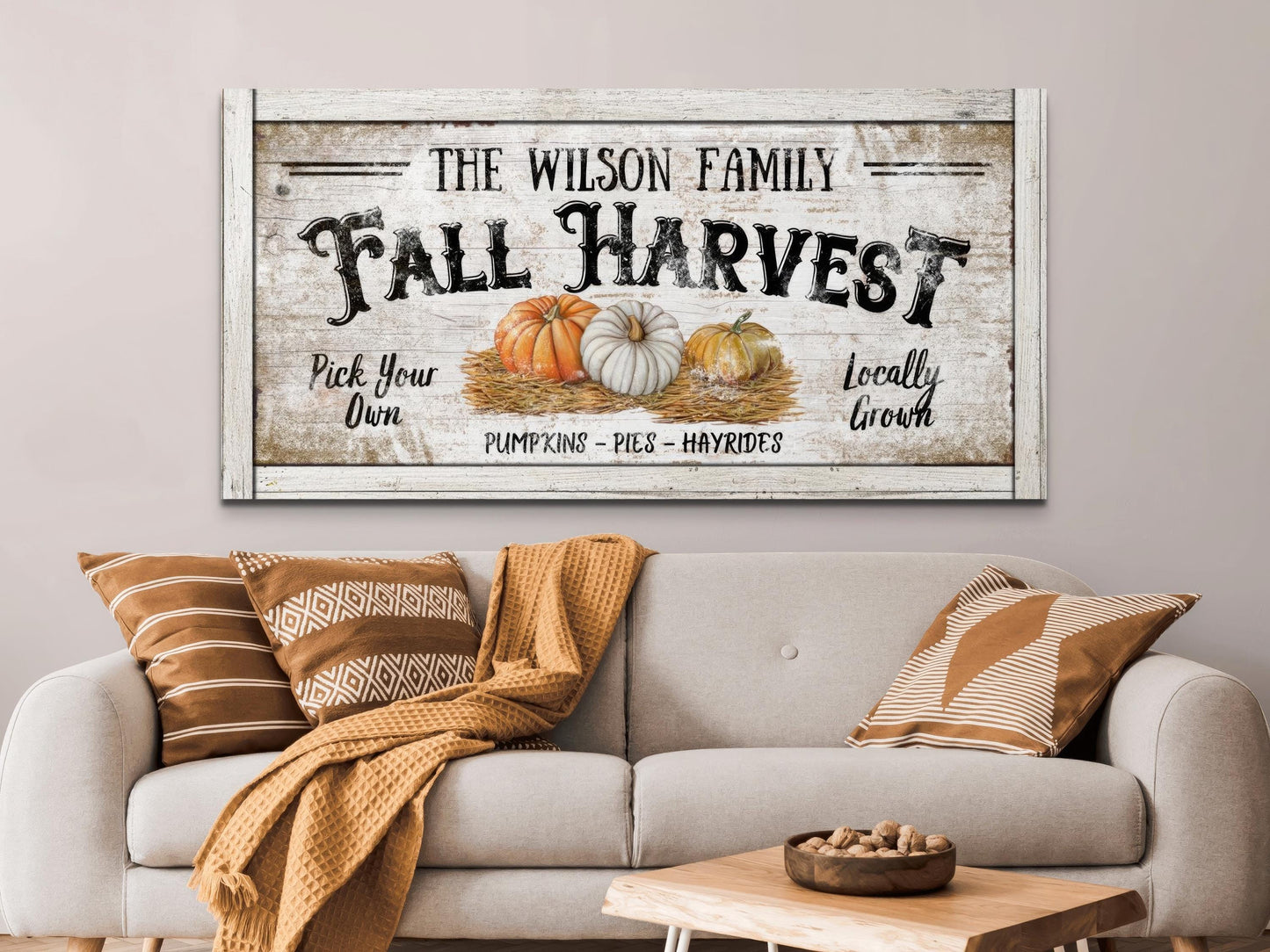 Fall Harvest Sign - Personalized Pumpkin Wall Art