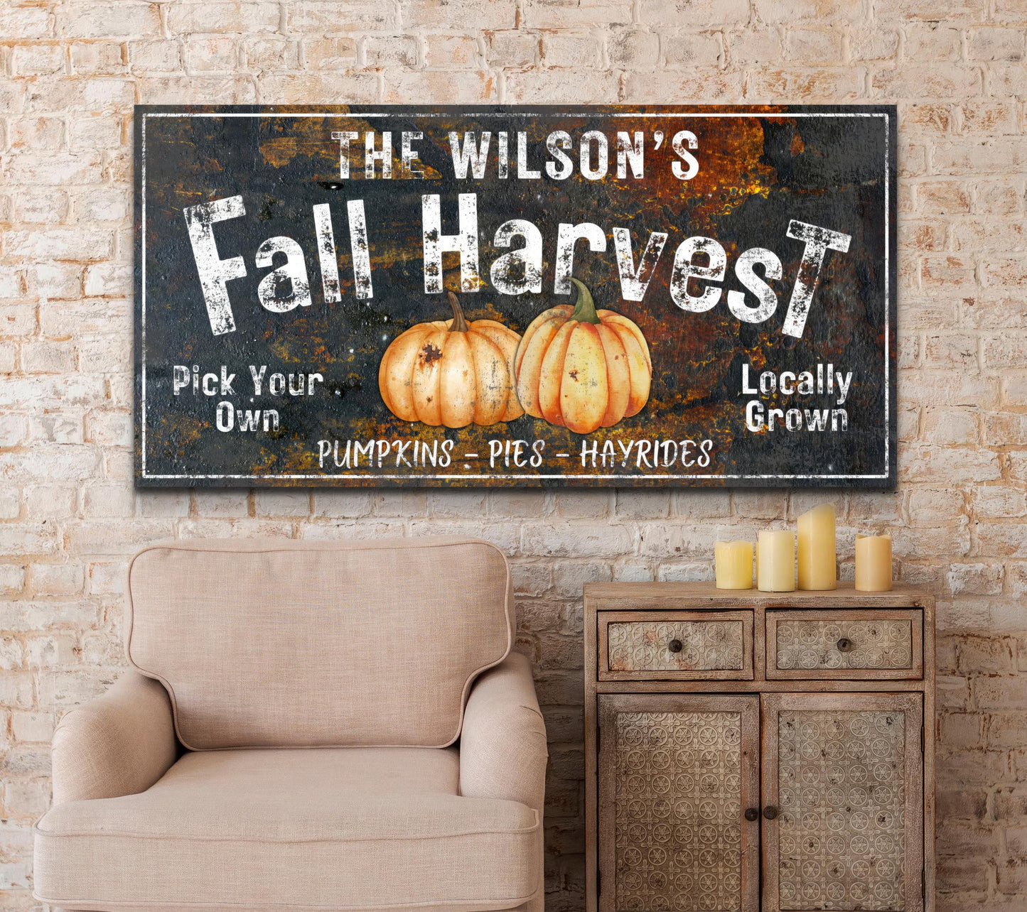 Fall Harvest Sign - Personalized Pumpkin Wall Art