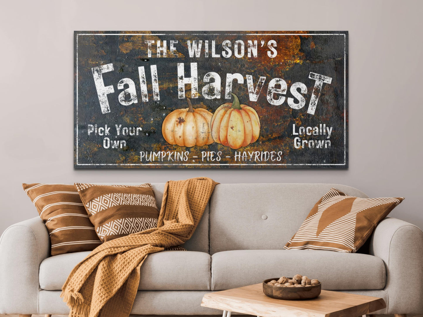Fall Harvest Sign - Personalized Pumpkin Wall Art