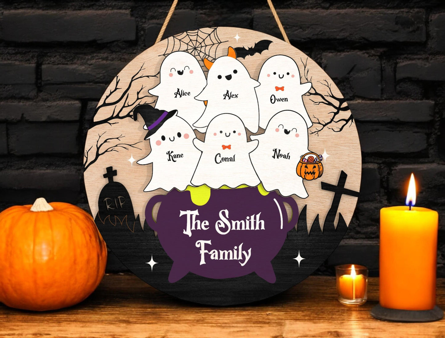Personalized Halloween Ghost Family Sign