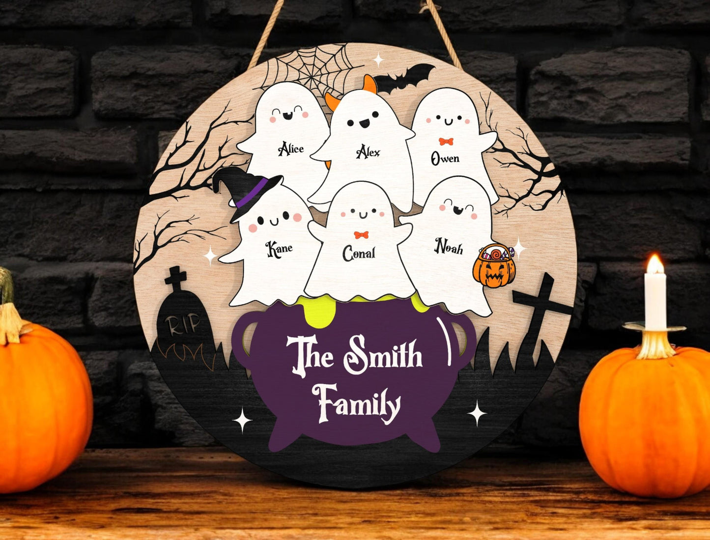 Personalized Halloween Ghost Family Sign