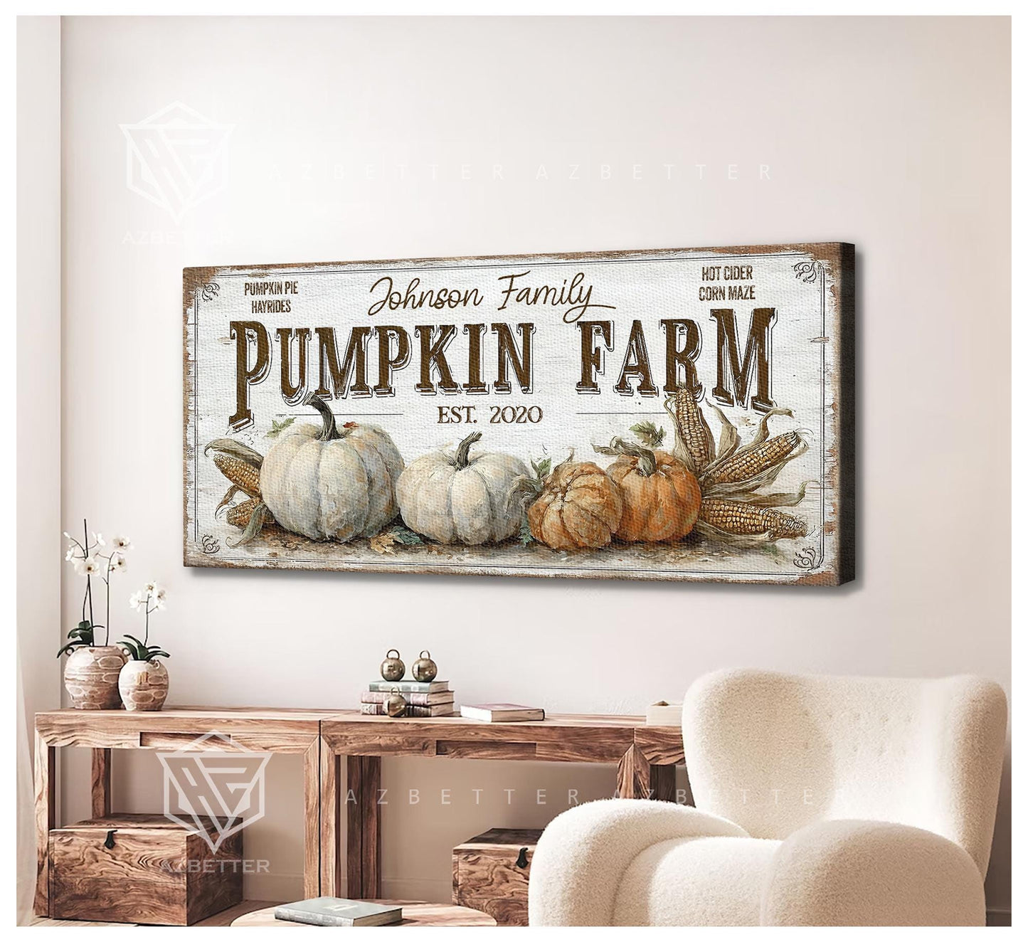 Personalized Pumpkin Farm Sign Custom Family Name Year