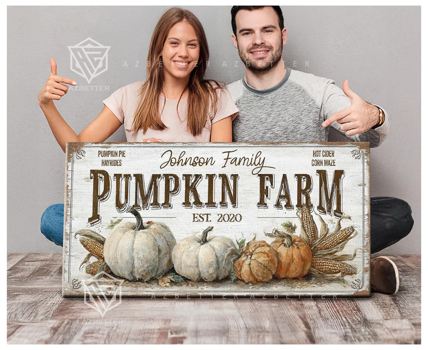 Personalized Pumpkin Farm Sign Custom Family Name Year