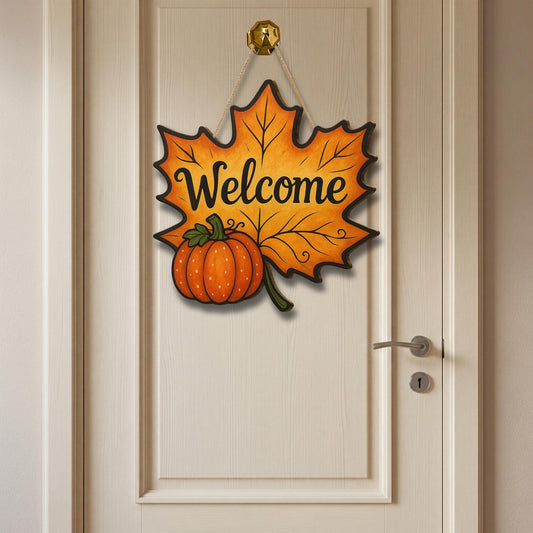 Fall Leaf Door Hanger with Pumpkin