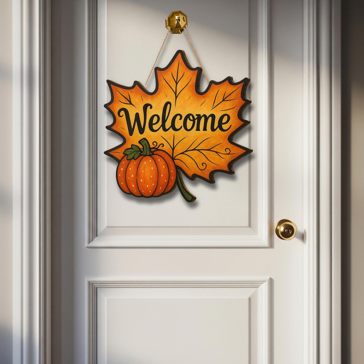Fall Leaf Door Hanger with Pumpkin