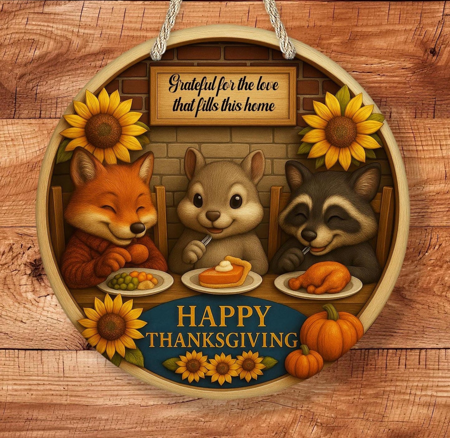 Personalized Happy Thanksgiving Critter Sign