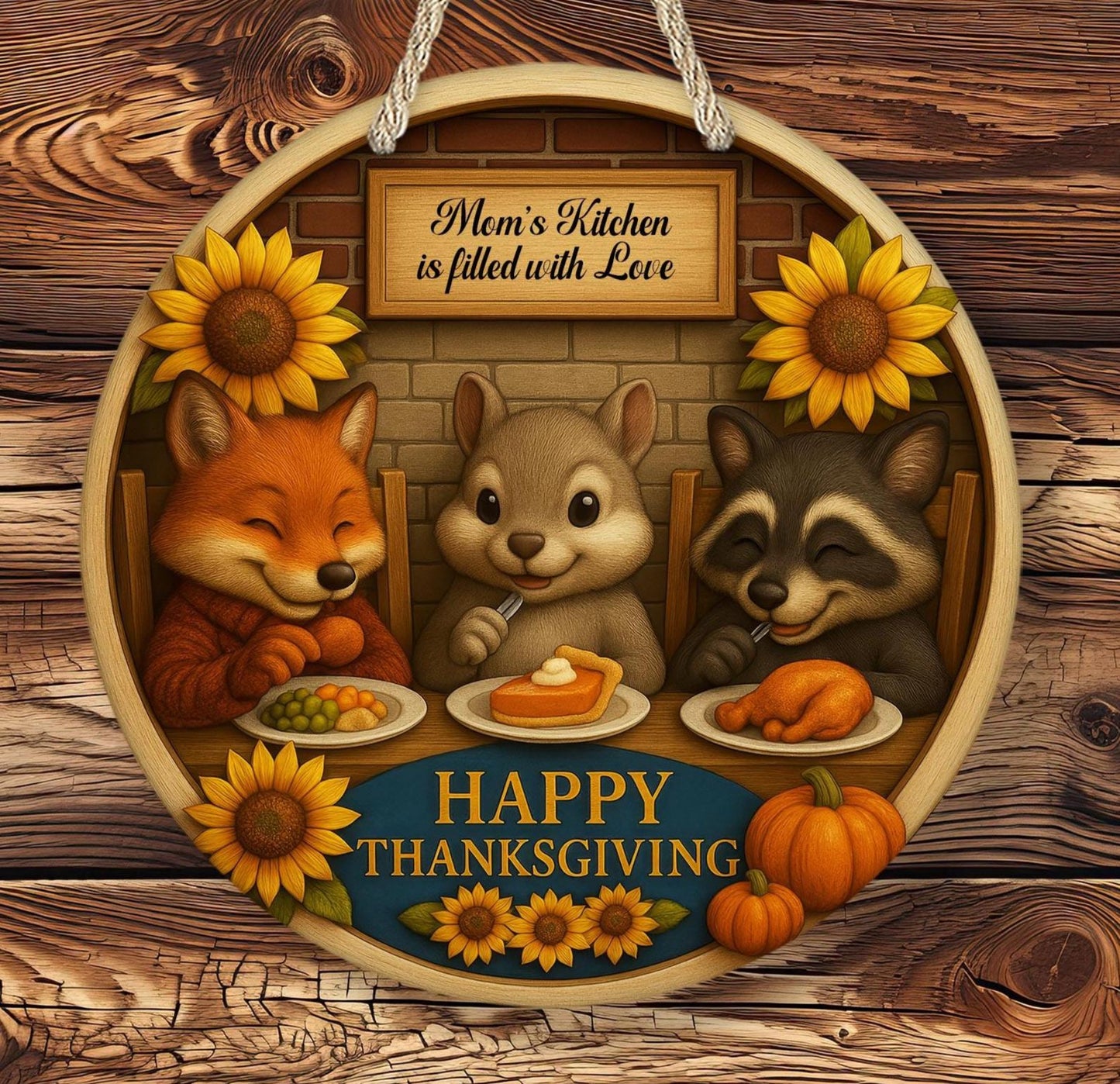 Personalized Happy Thanksgiving Critter Sign