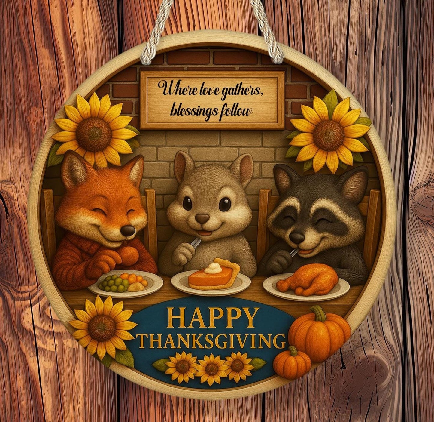 Personalized Happy Thanksgiving Critter Sign