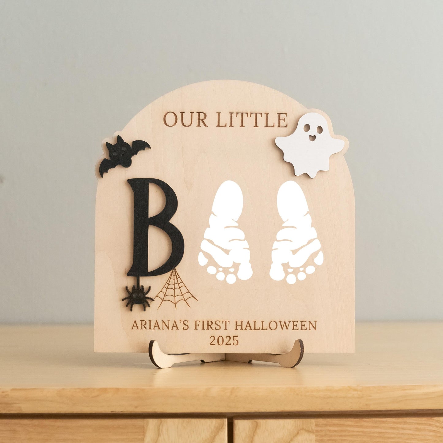 Personalized Ghost Footprint Wood Decor for Baby