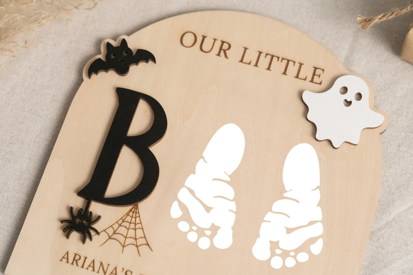 Personalized Ghost Footprint Wood Decor for Baby