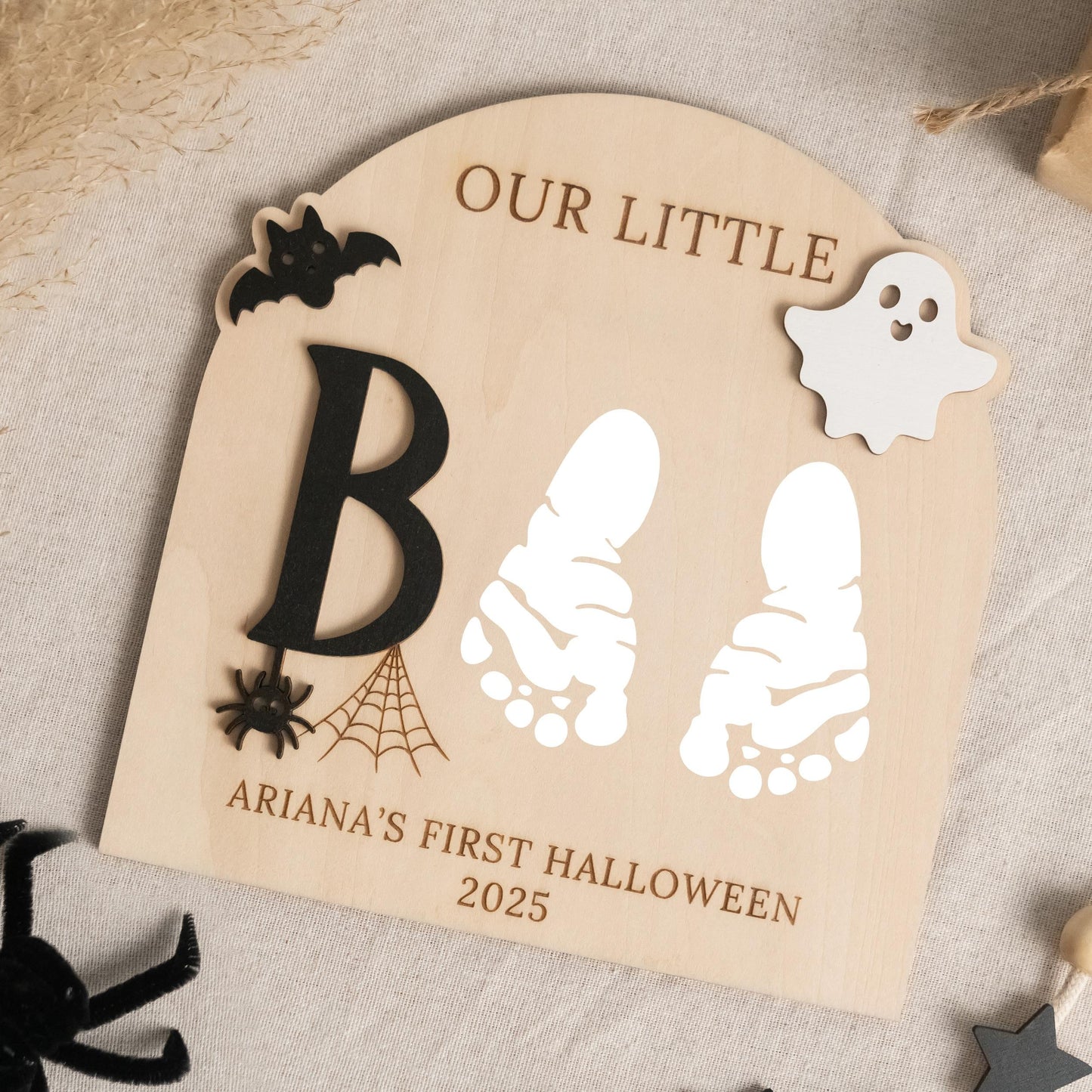 Personalized Ghost Footprint Wood Decor for Baby