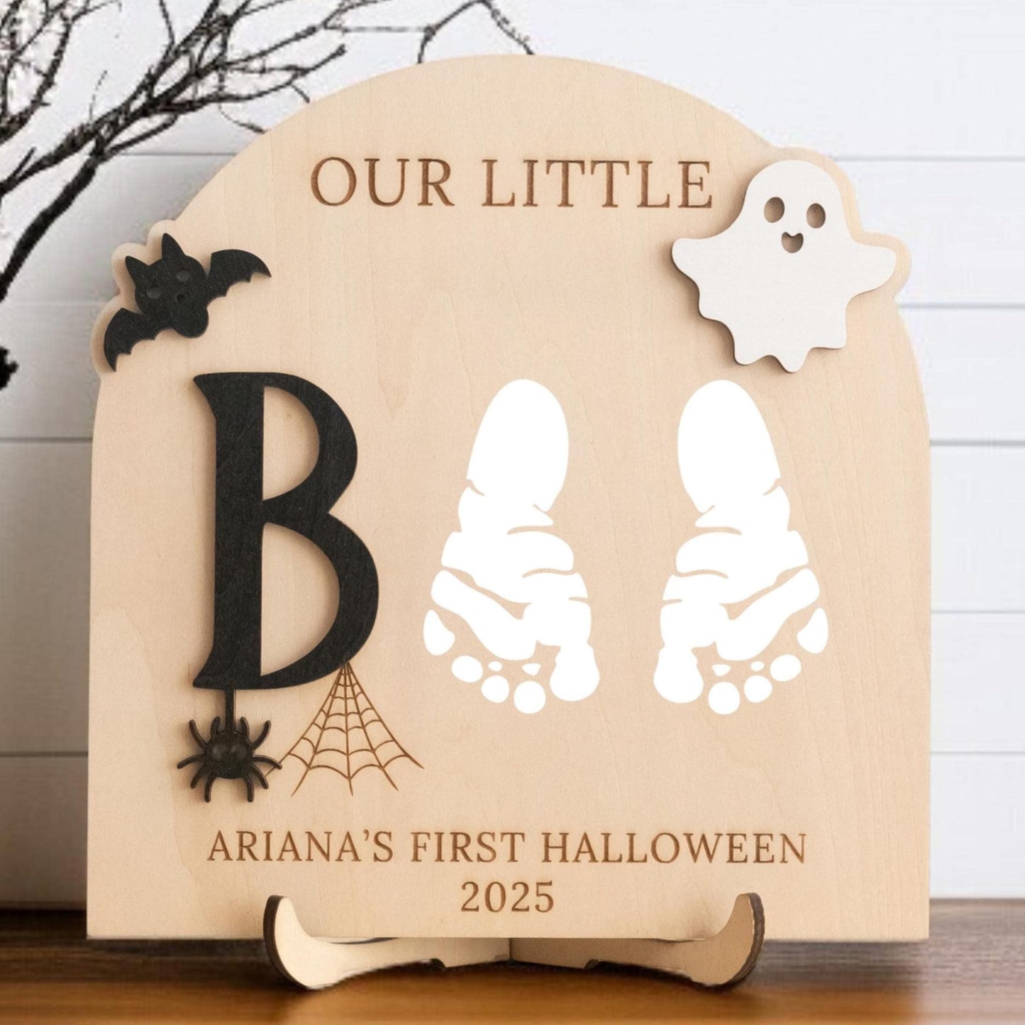 Personalized Ghost Footprint Wood Decor for Baby