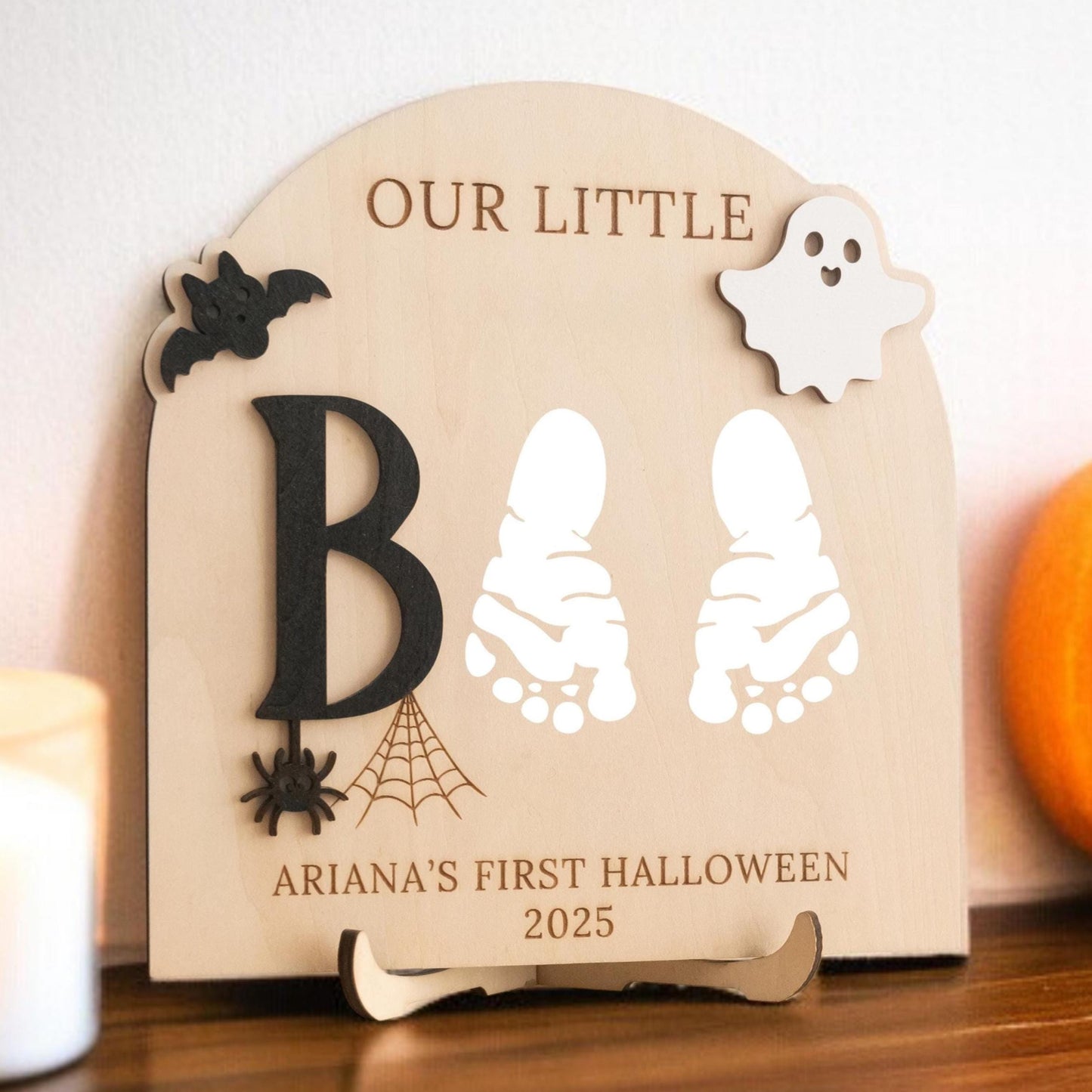 Personalized Ghost Footprint Wood Decor for Baby