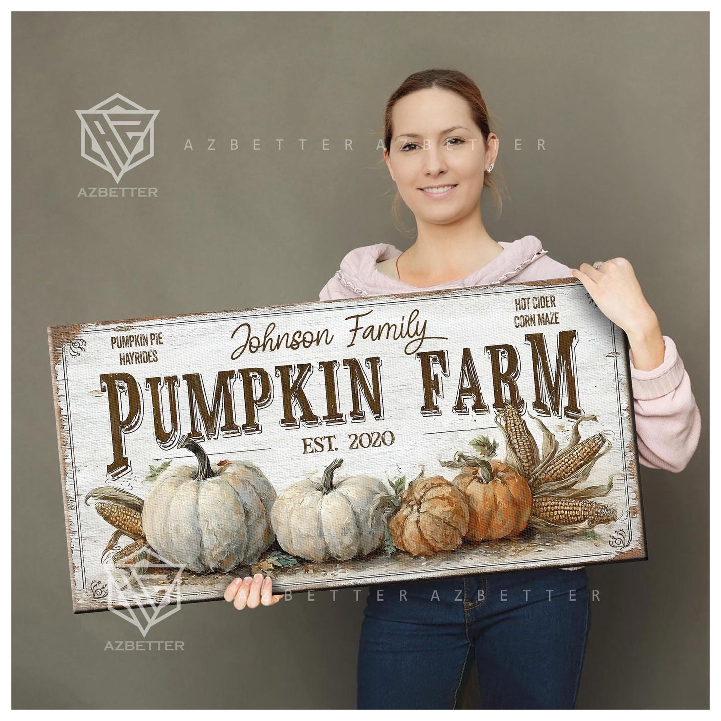 Personalized Pumpkin Farm Sign Custom Family Name Year