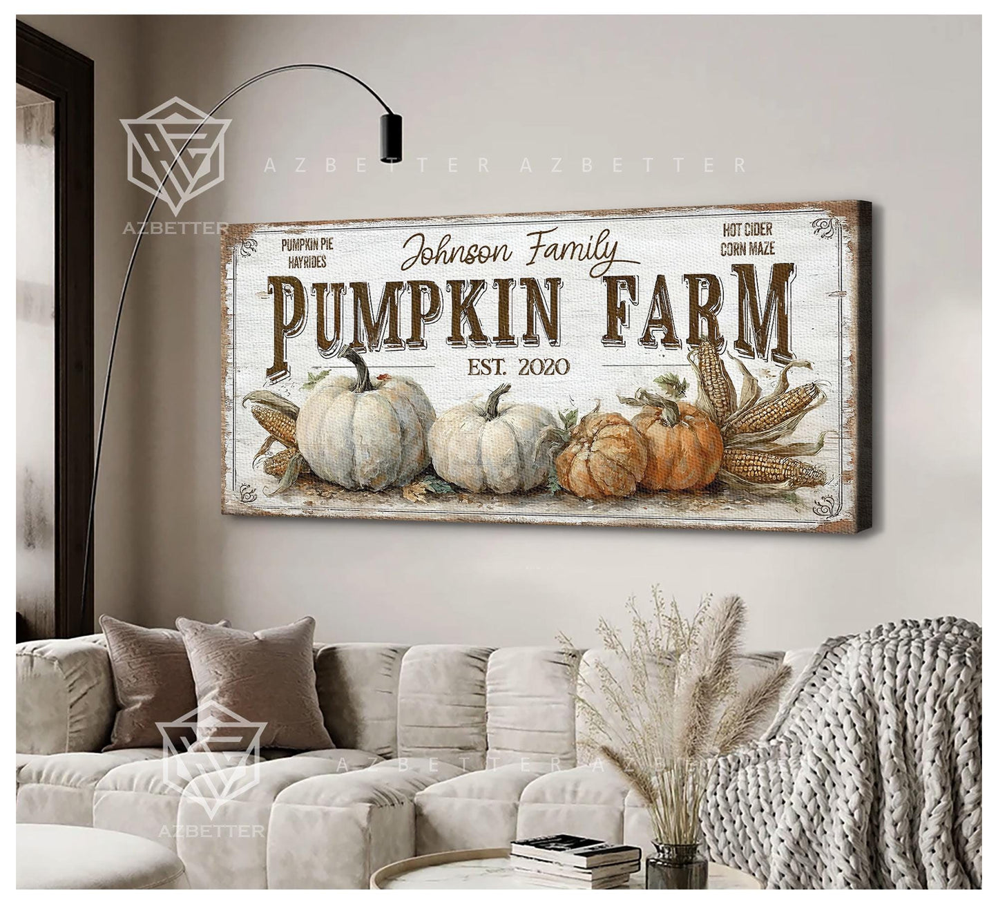 Personalized Pumpkin Farm Sign Custom Family Name Year