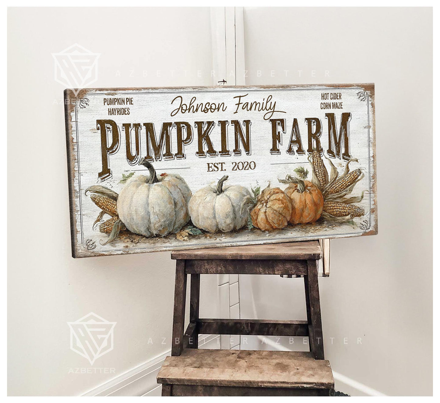 Personalized Pumpkin Farm Sign Custom Family Name Year