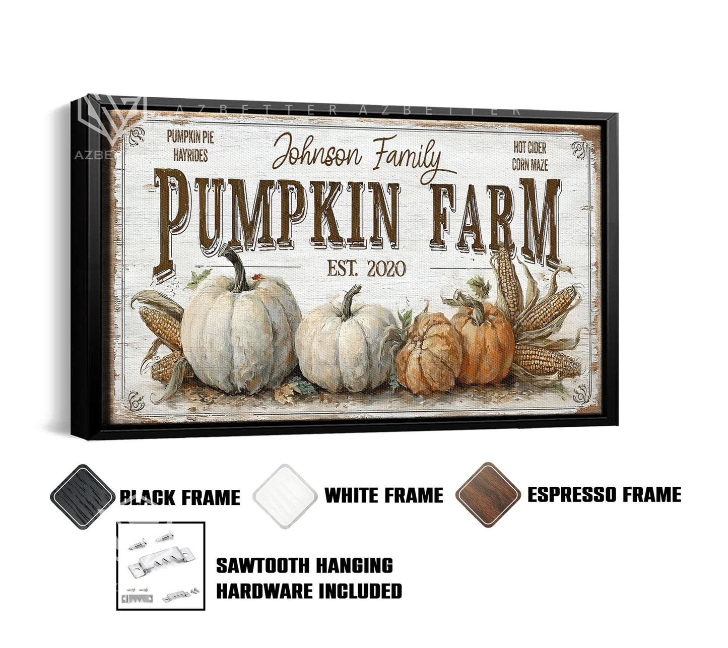 Personalized Pumpkin Farm Sign Custom Family Name Year