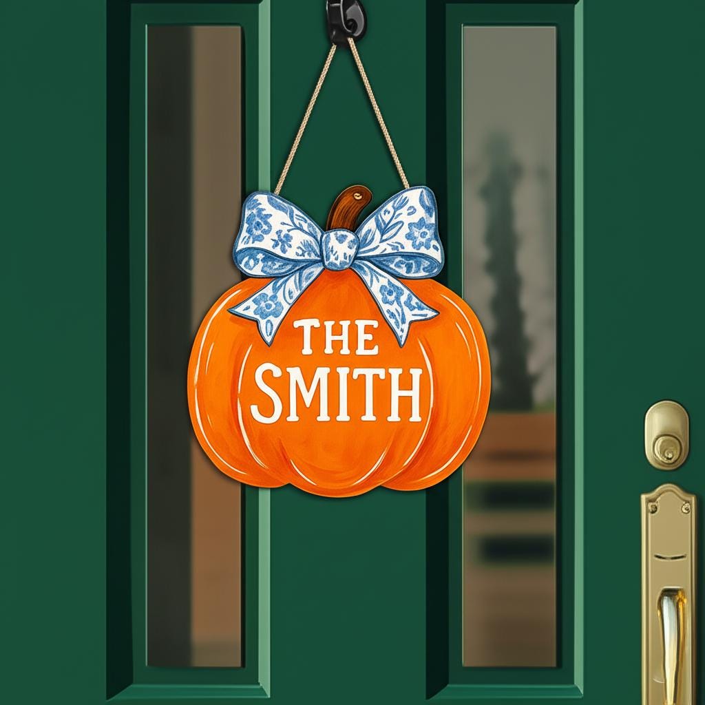 Custom Pumpkin Door Hanger - Thanksgiving Gift