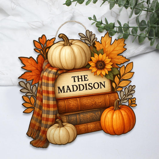 Custom Fall Decor Wood Sign with Pumpkins