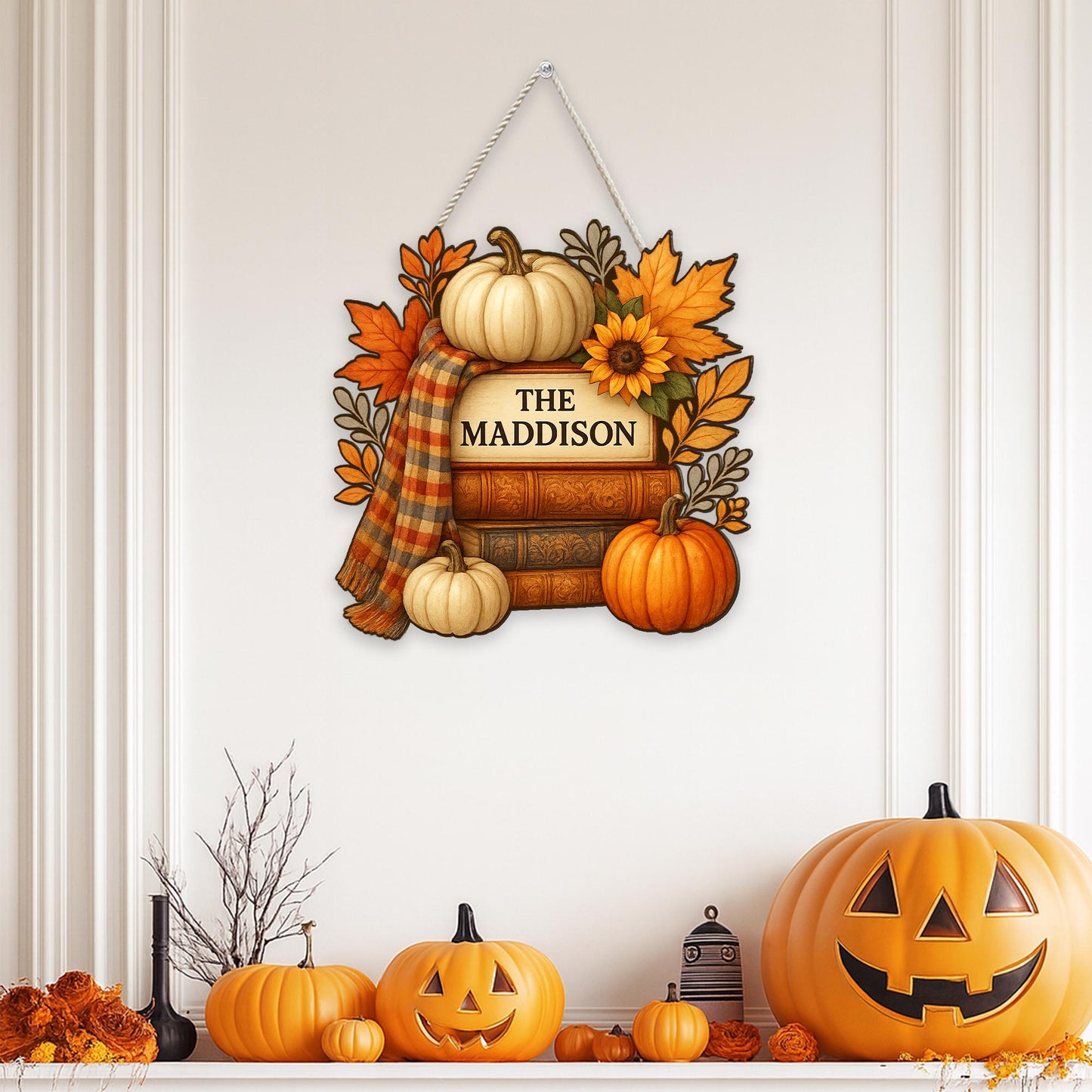 Custom Fall Decor Wood Sign with Pumpkins