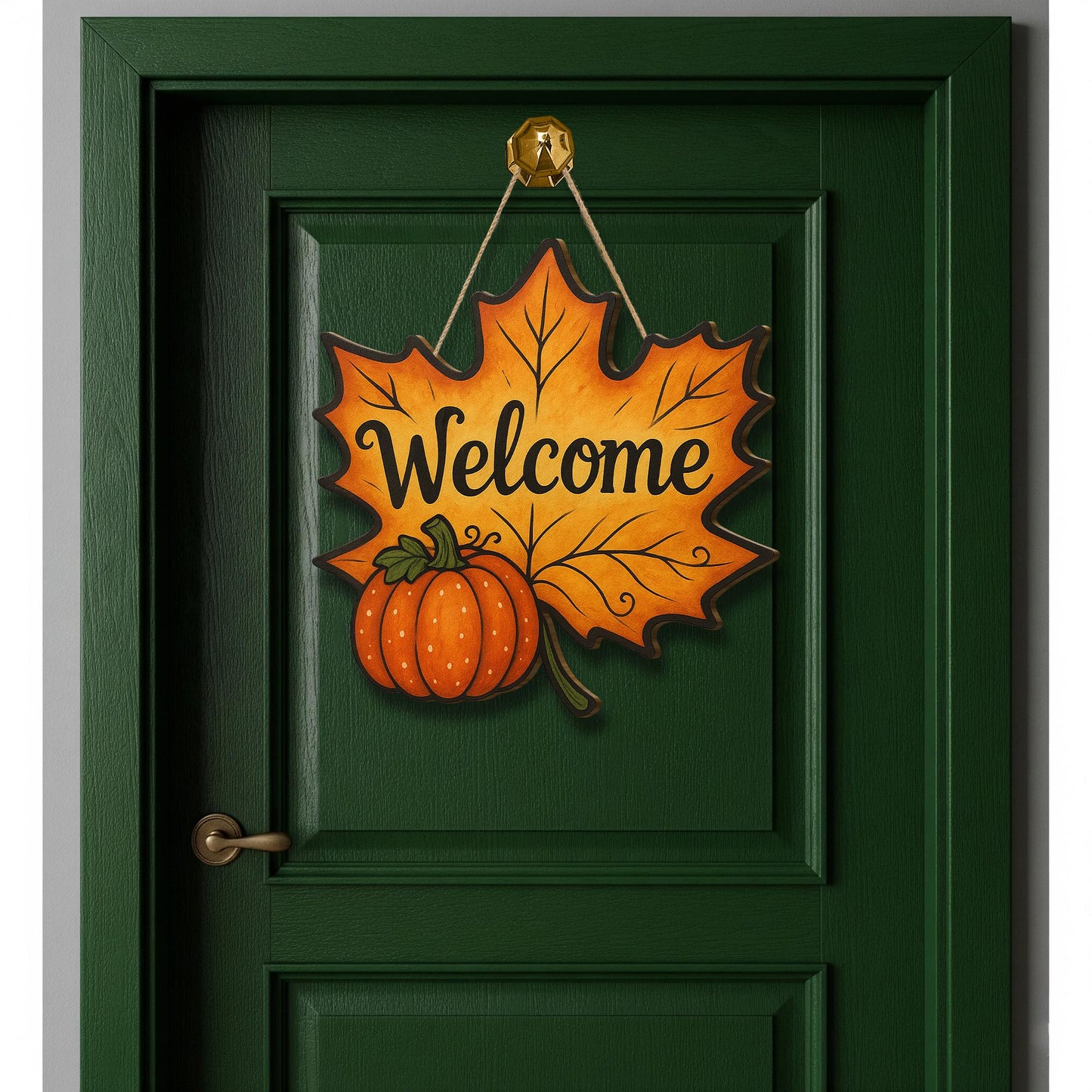 Fall Leaf Door Hanger with Pumpkin