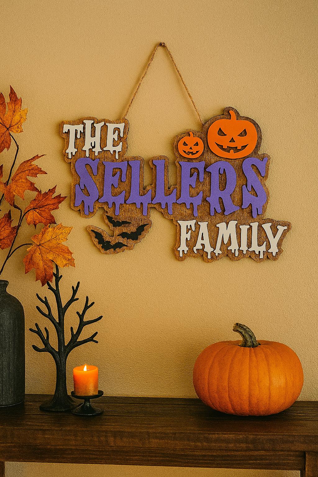 Personalized Halloween Family Name Sign
