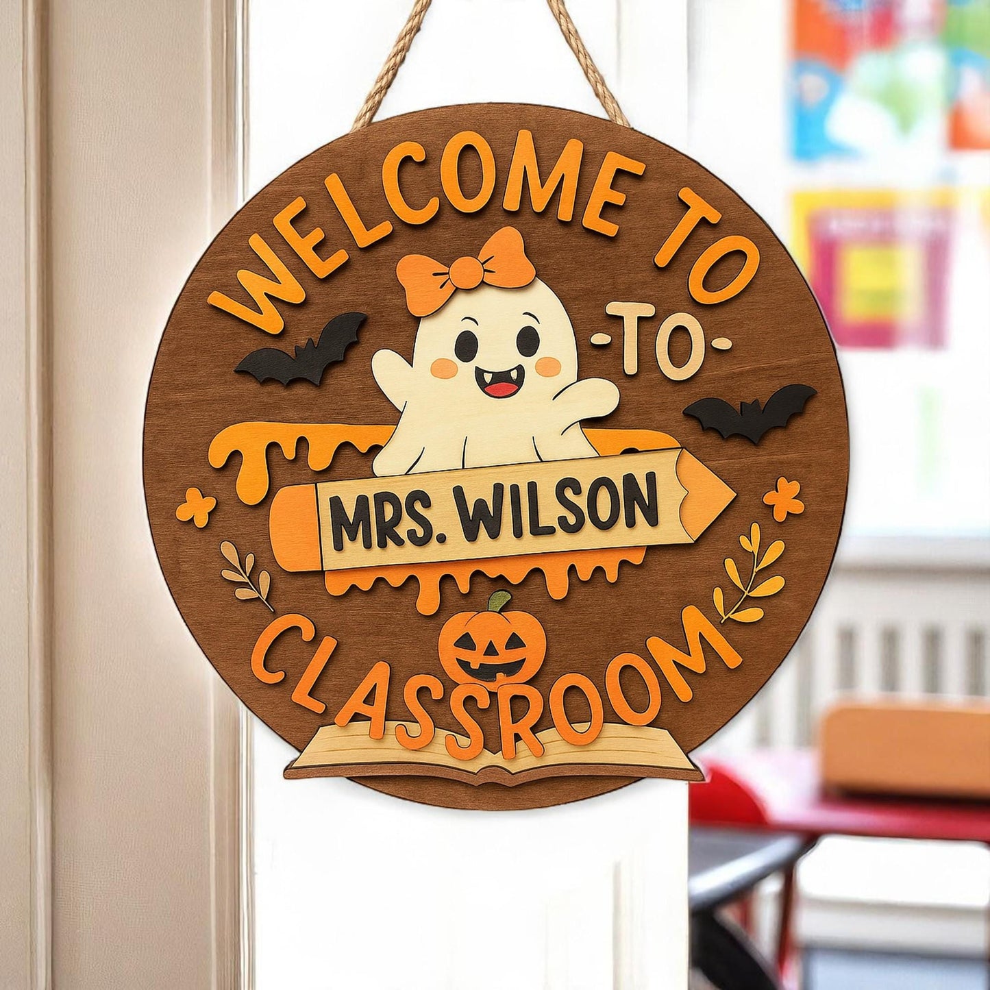 Personalized Halloween Teacher Door Sign