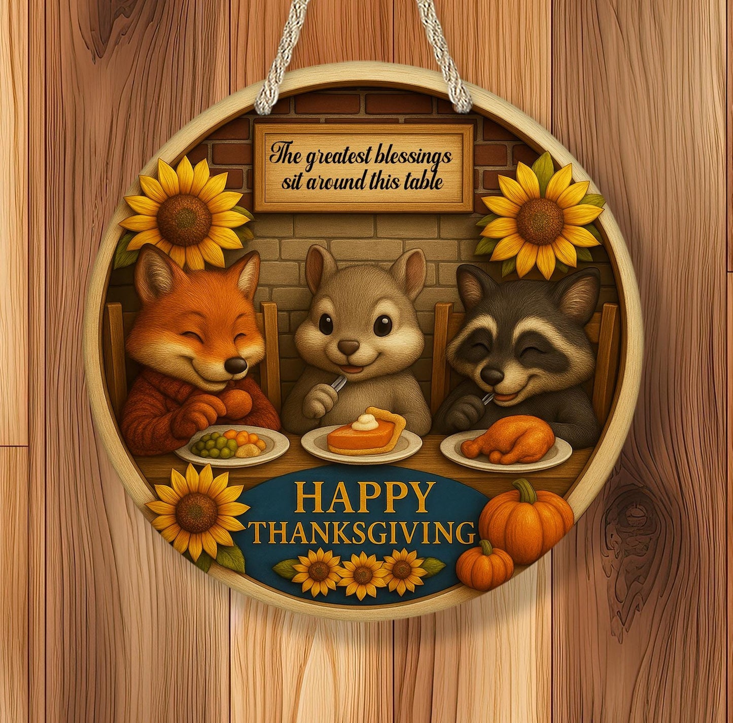 Personalized Happy Thanksgiving Critter Sign