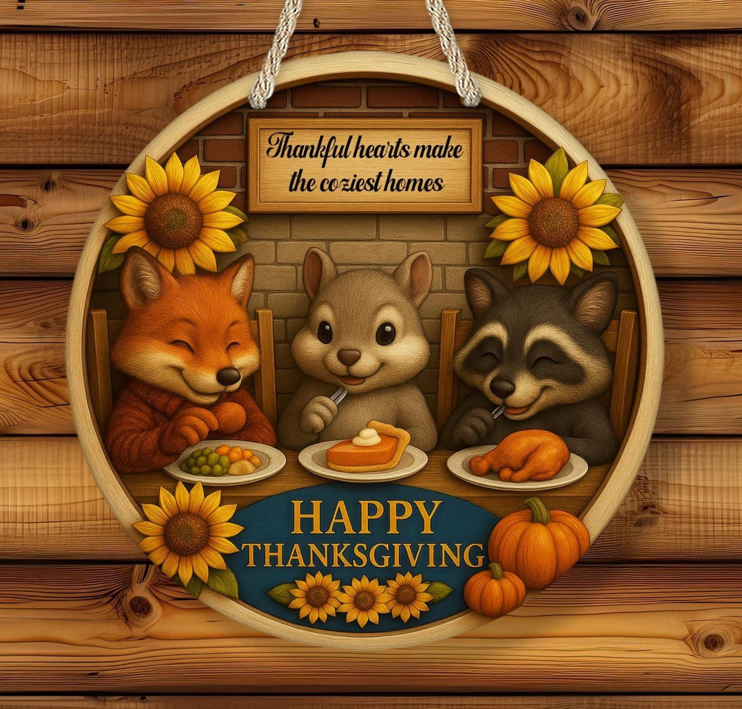 Personalized Happy Thanksgiving Critter Sign