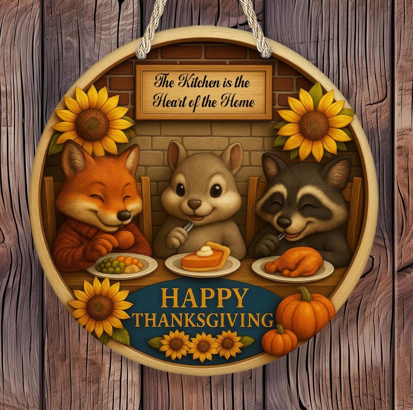 Personalized Happy Thanksgiving Critter Sign