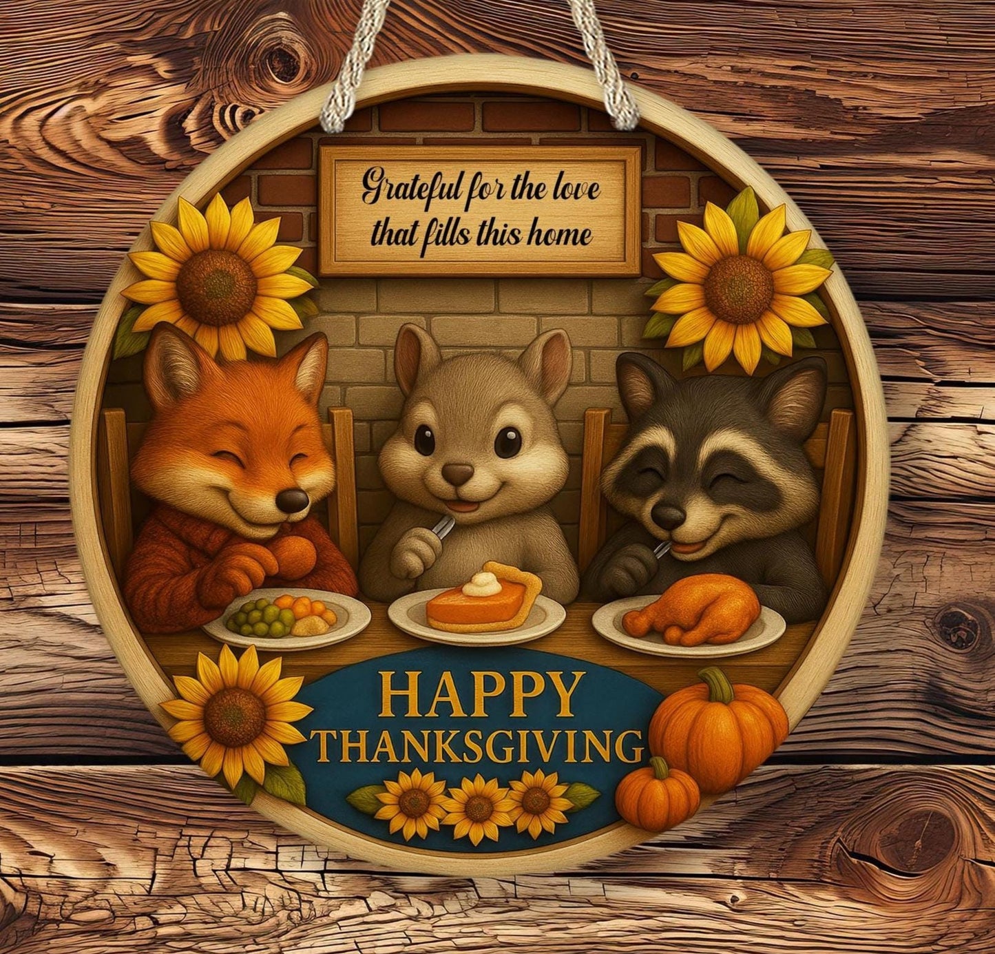 Personalized Happy Thanksgiving Critter Sign