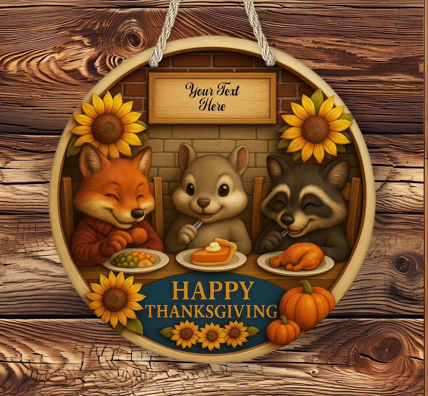 Personalized Happy Thanksgiving Critter Sign