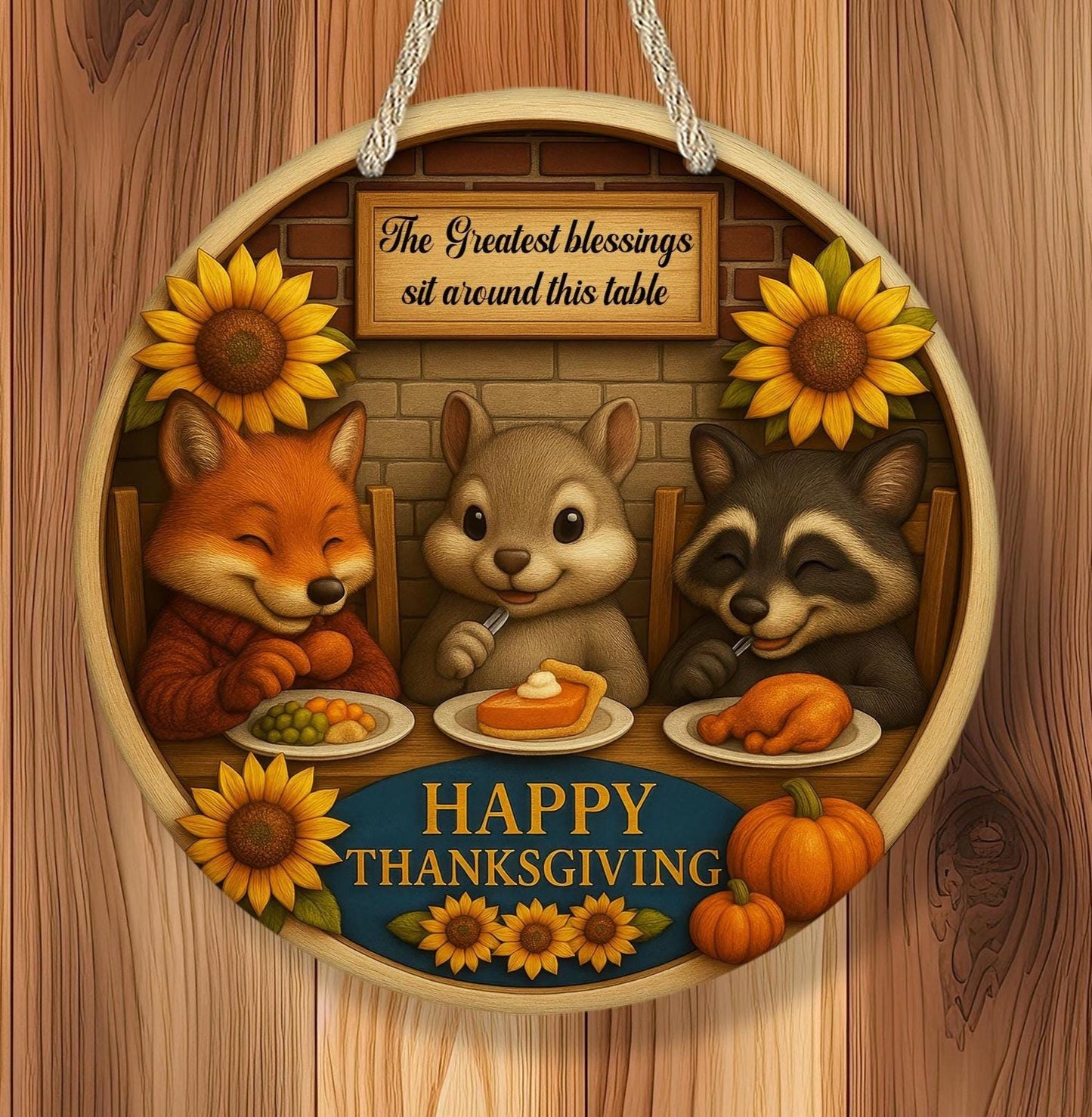 Personalized Happy Thanksgiving Critter Sign