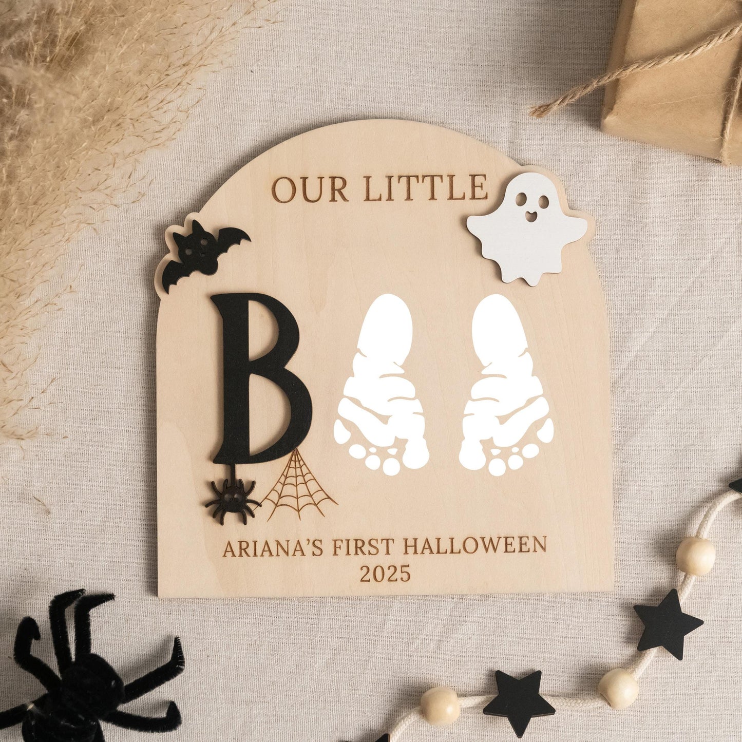 Personalized Ghost Footprint Wood Decor for Baby