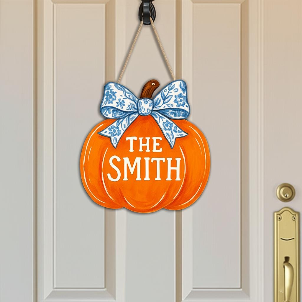Custom Pumpkin Door Hanger - Thanksgiving Gift