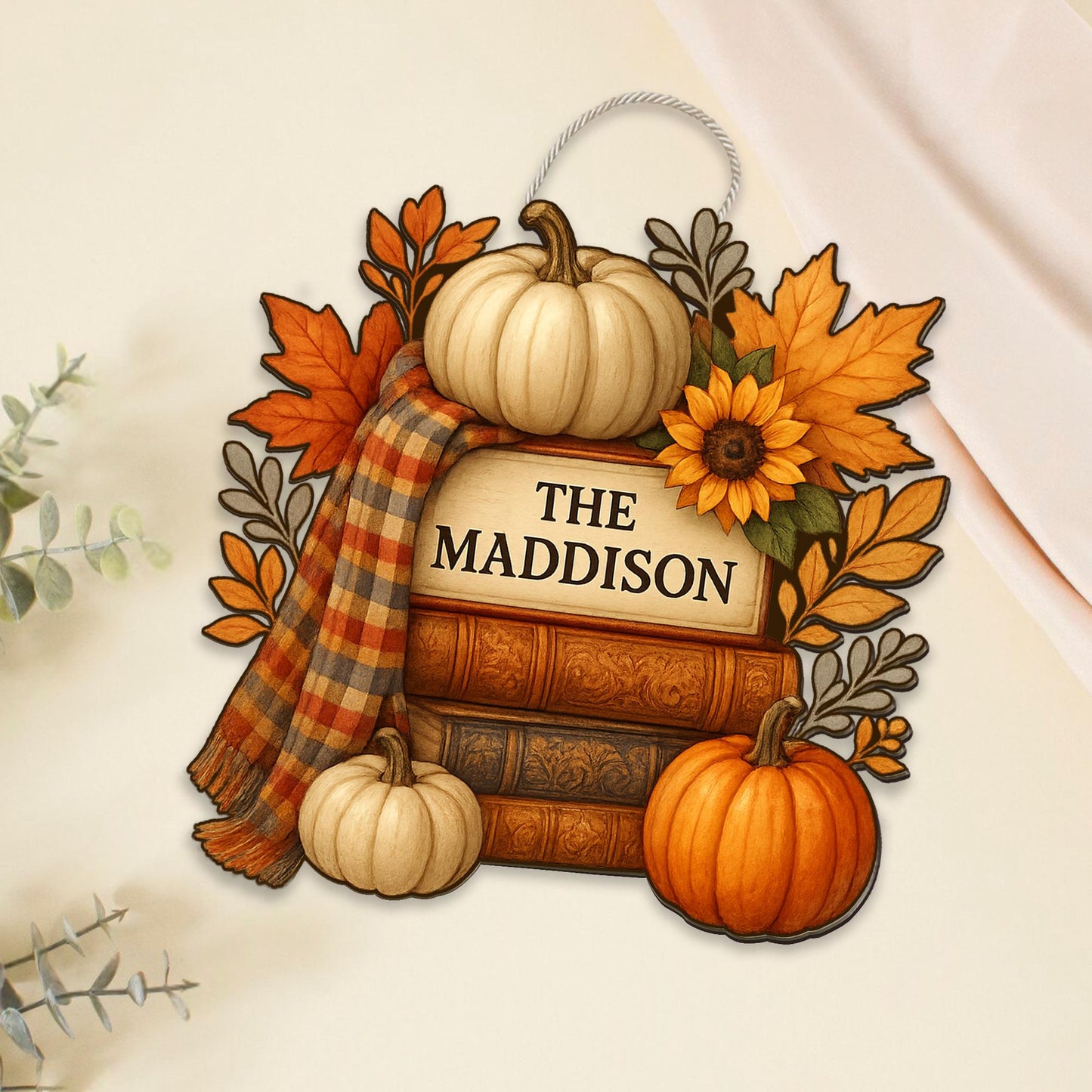 Custom Fall Decor Wood Sign with Pumpkins