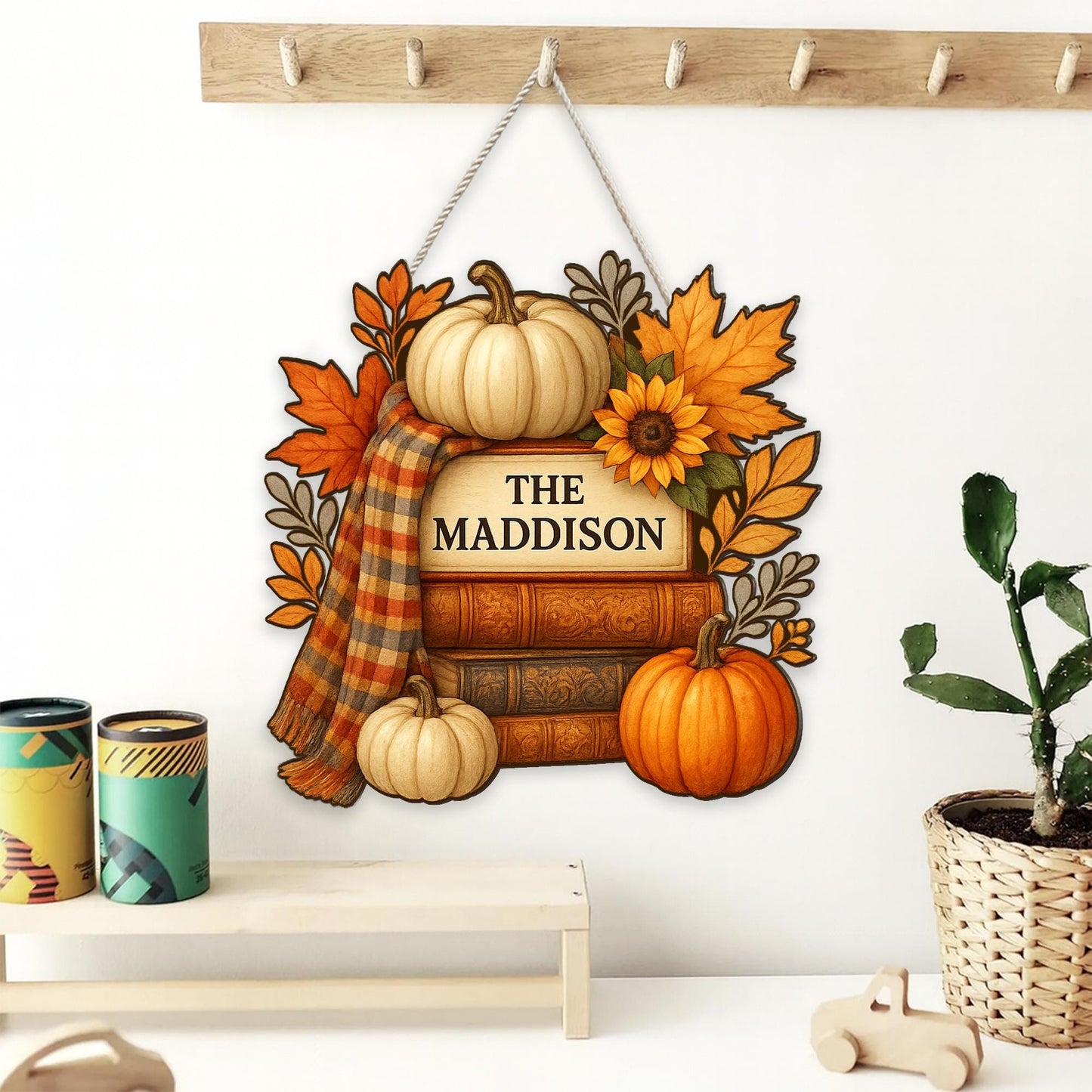 Custom Fall Decor Wood Sign with Pumpkins