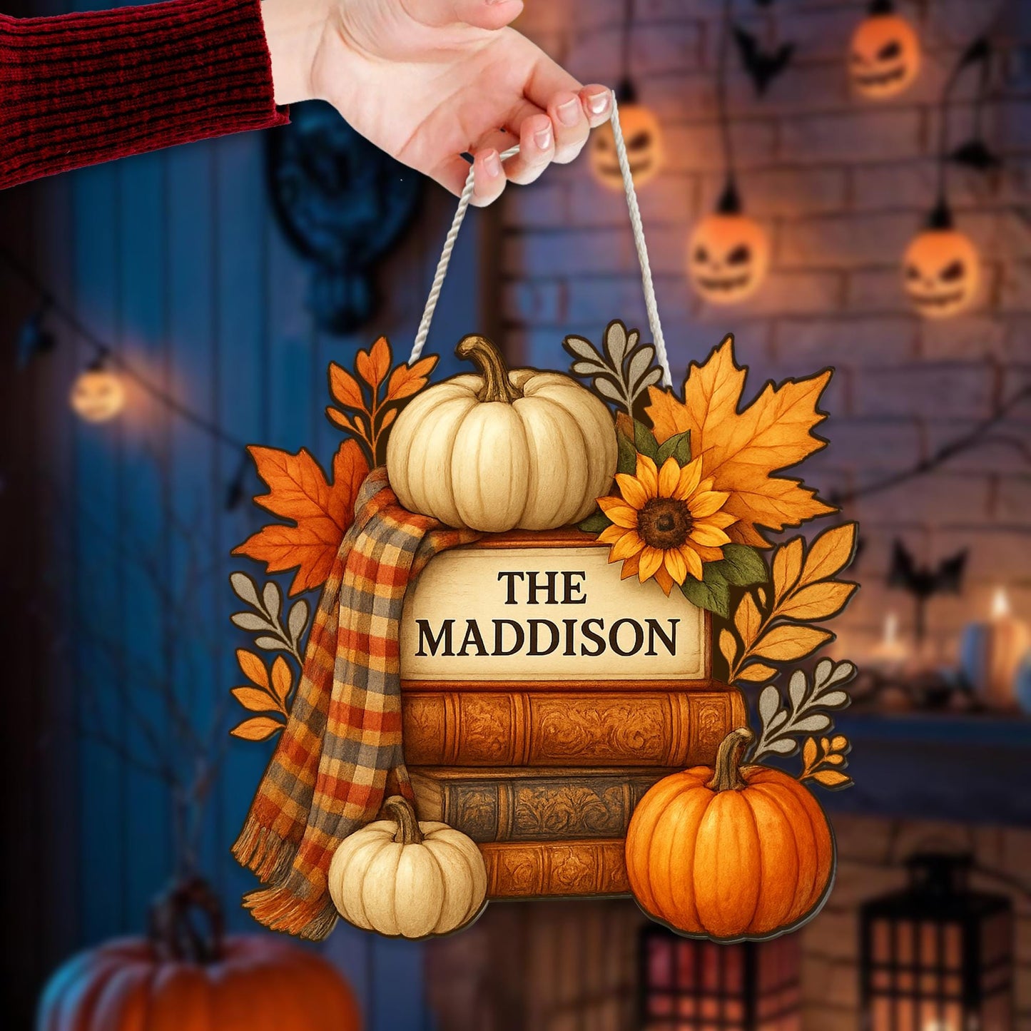 Custom Fall Decor Wood Sign with Pumpkins