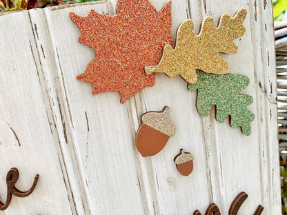Wood Farmhouse Style Autumn Decor with Pumpkins