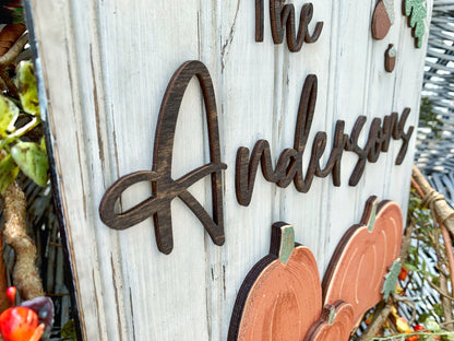 Wood Farmhouse Style Autumn Decor with Pumpkins