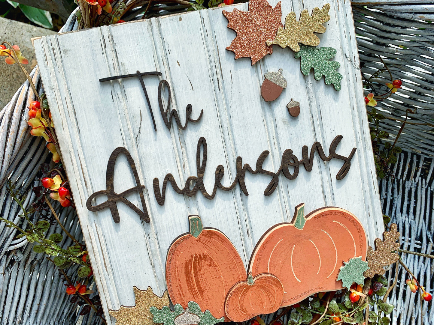 Wood Farmhouse Style Autumn Decor with Pumpkins