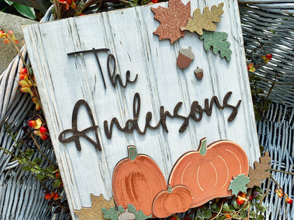 Wood Farmhouse Style Autumn Decor with Pumpkins