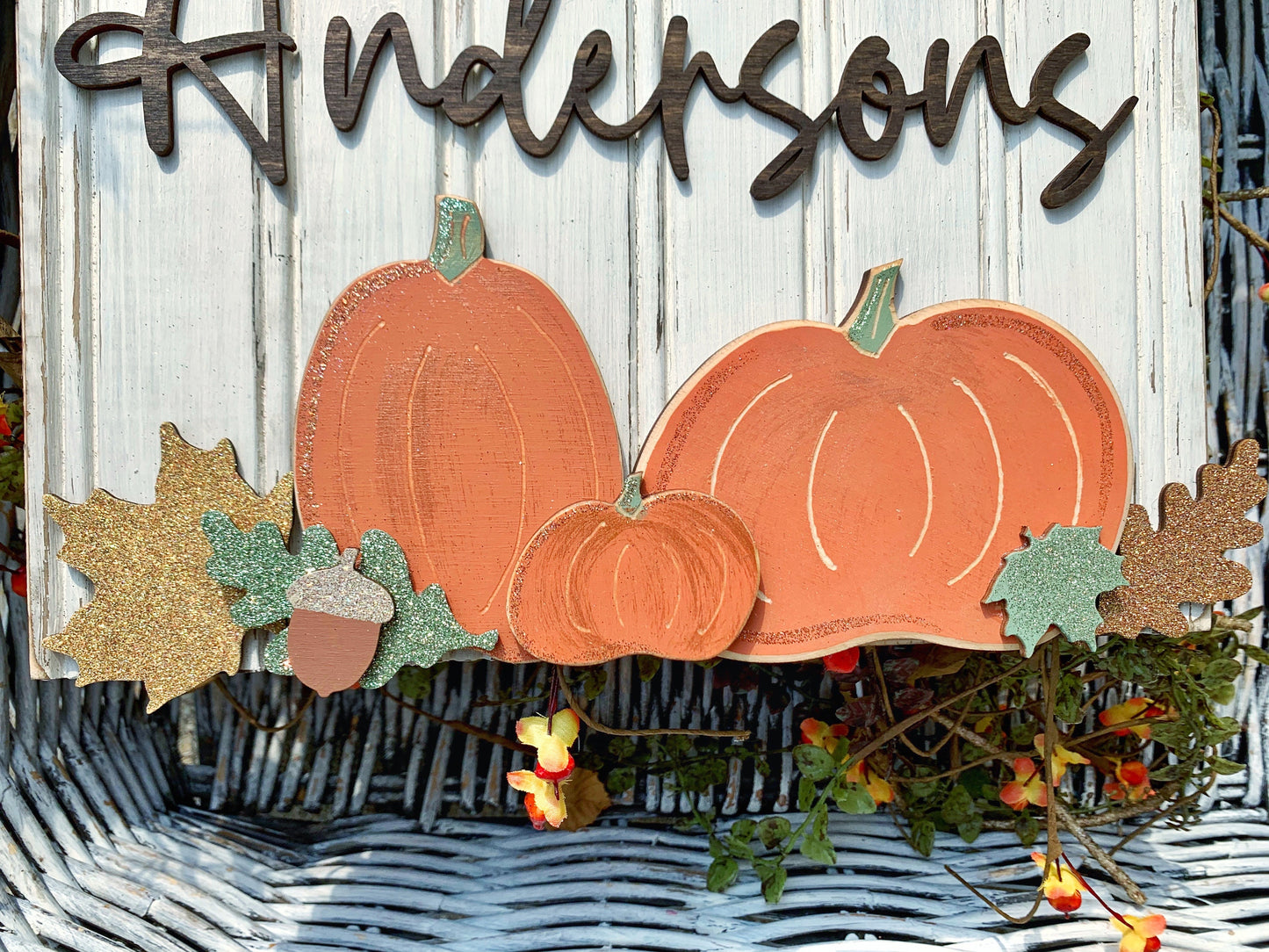 Wood Farmhouse Style Autumn Decor with Pumpkins