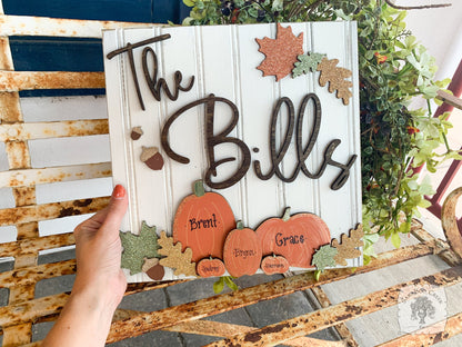Wood Farmhouse Style Autumn Decor with Pumpkins