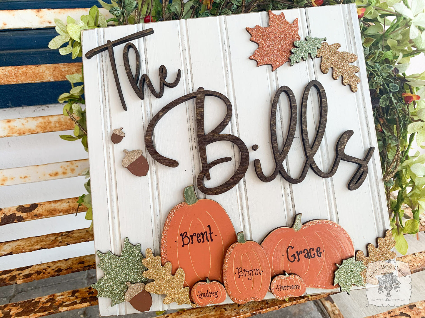 Wood Farmhouse Style Autumn Decor with Pumpkins