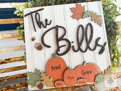 Wood Farmhouse Style Autumn Decor with Pumpkins